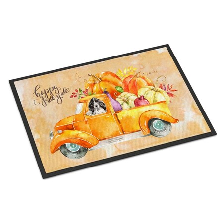 Carolines Treasures 18 x 27 in. Fall Harvest Black Parti Cocker Spaniel Indoor or Outdoor Mat CK2662MAT